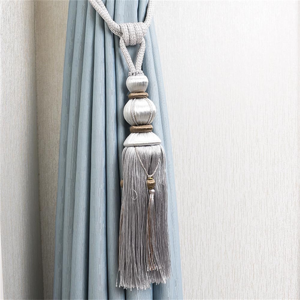 LDFWAY Curtain Tiebacks with Tassels 2 Pack Grey