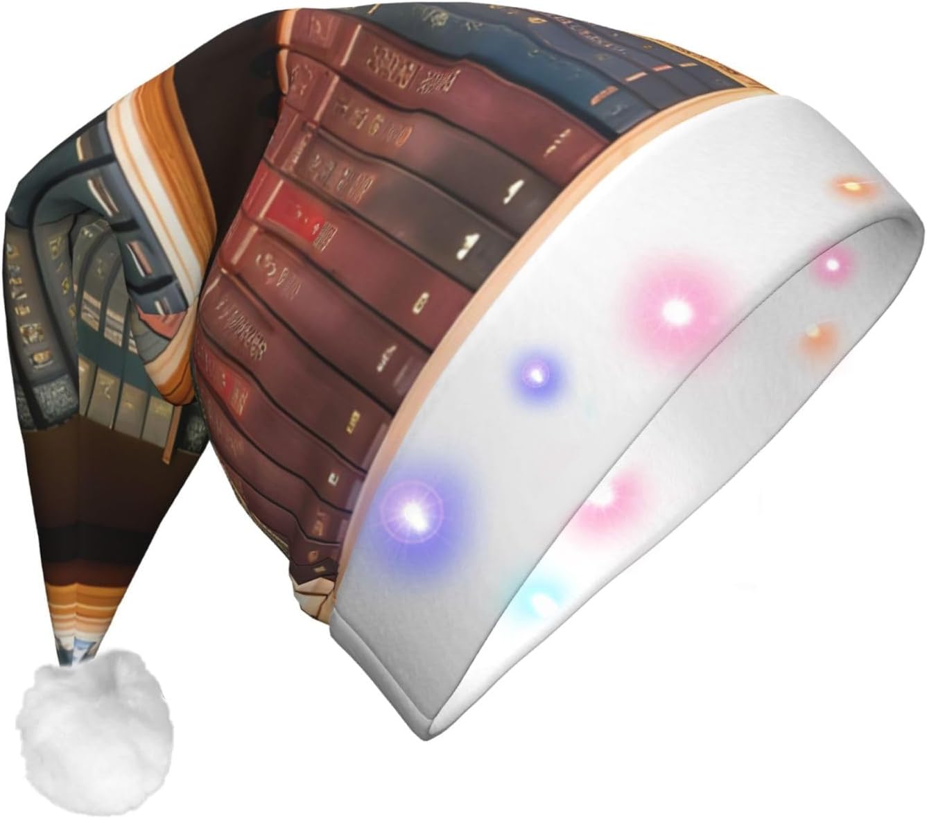 Velvet Santa Hat With LED Lights for Adults Christmas Party Hat