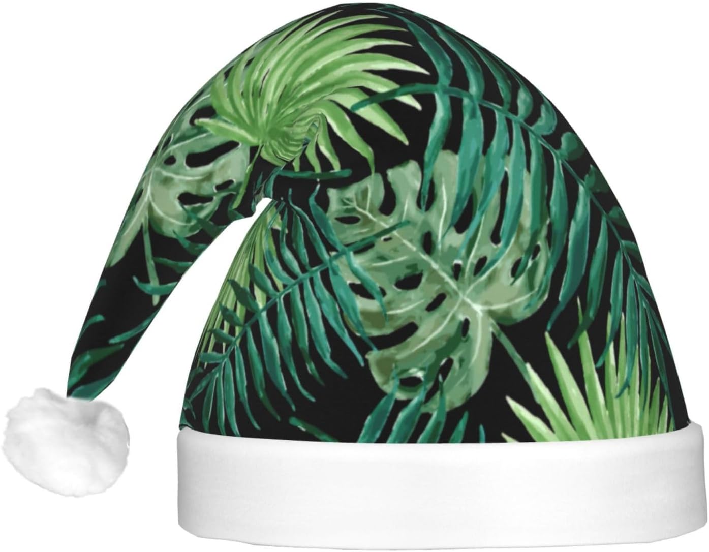 Transparent Palm Leaf Santa Hat Plush Light Up Christmas Headwear