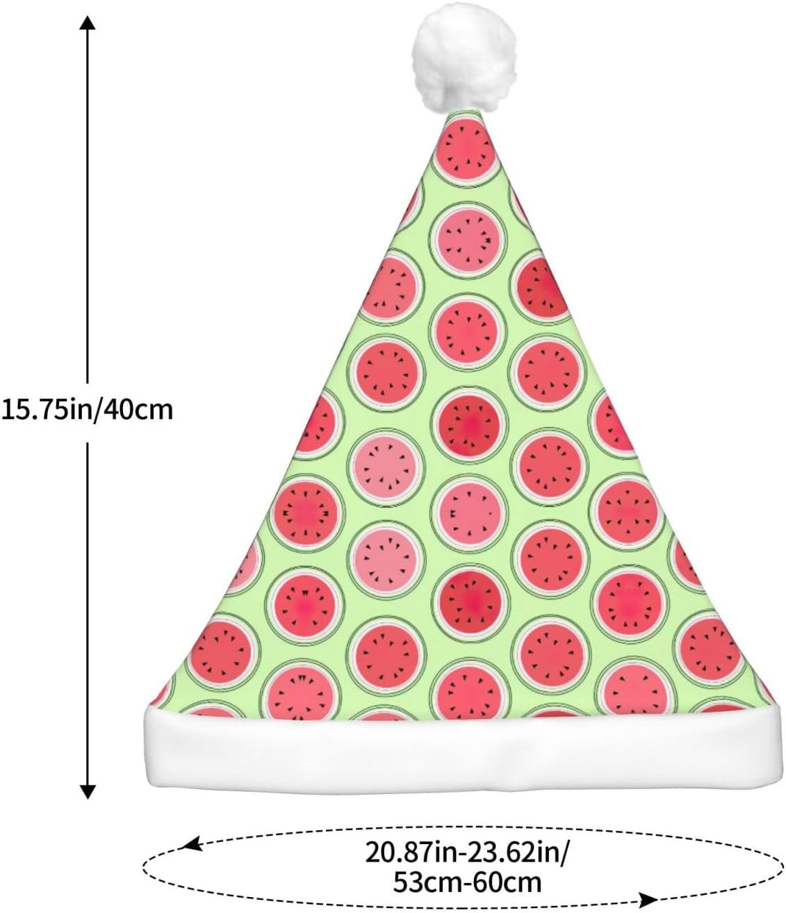 Watermelon Green Christmas Santa Hat Plush Light Up Adult Headwear