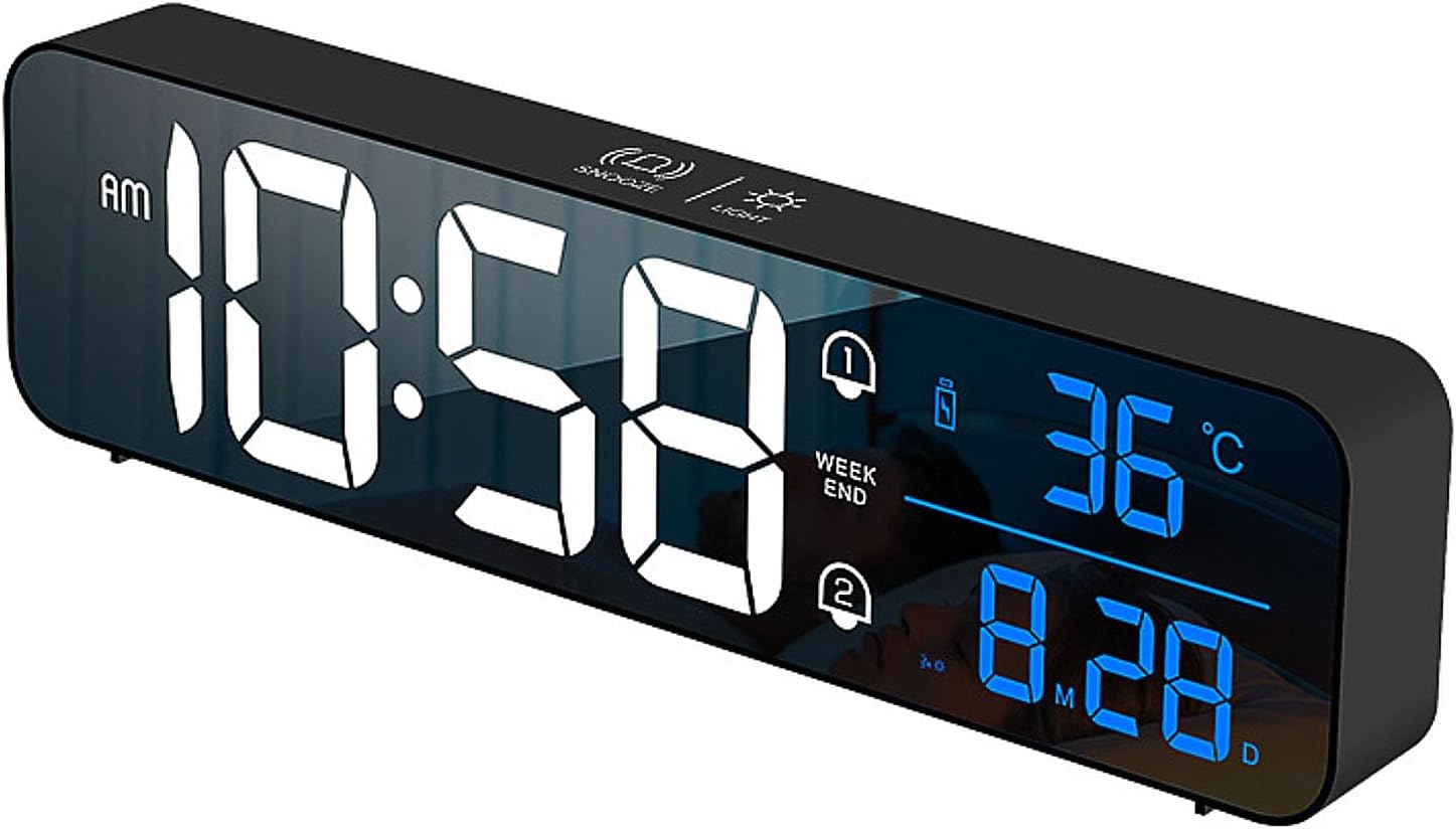 LED Alarm Clock with Voice Control and Dual Alarm