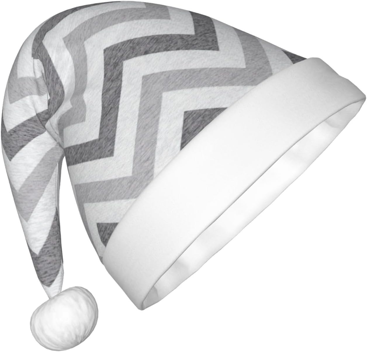 Gray Stripe Print Christmas Santa Hat Small Size