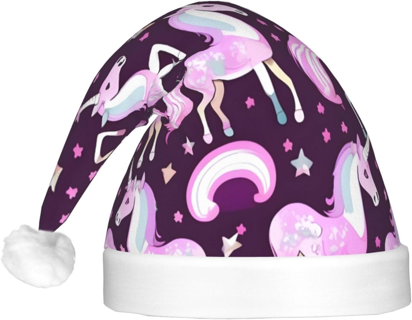 Unicorns Red Print LED Christmas Hat For Adults