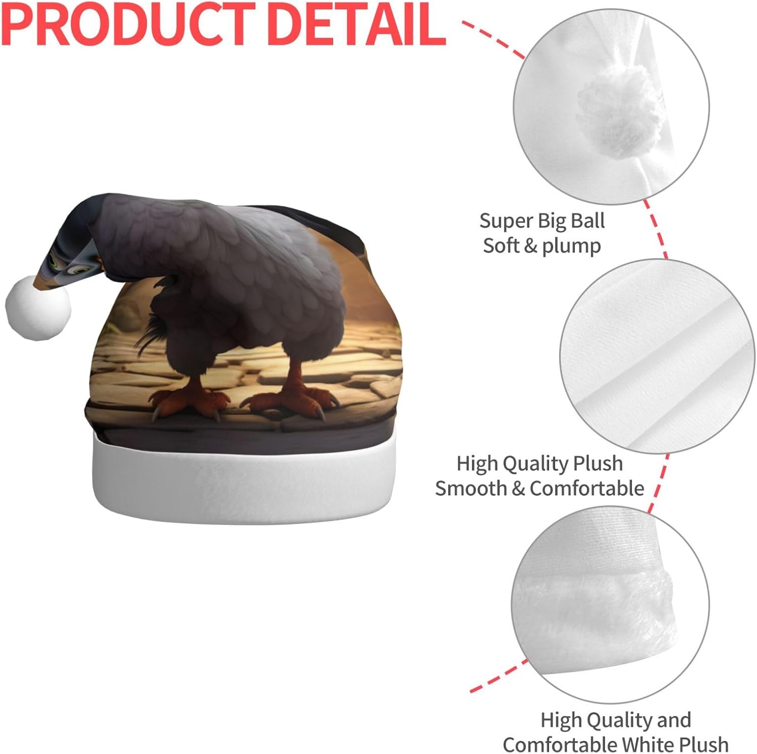 QinZheng Cartoon Pigeon Santa Hat Novelty Christmas Gift for Women