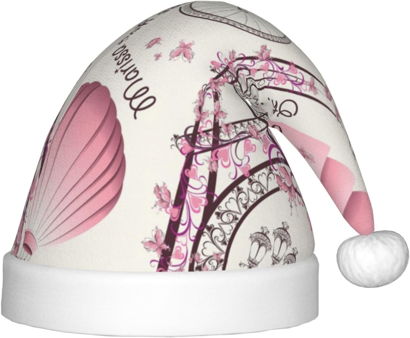 Dog and Paris Towe Print Christmas Santa Hat Small Size