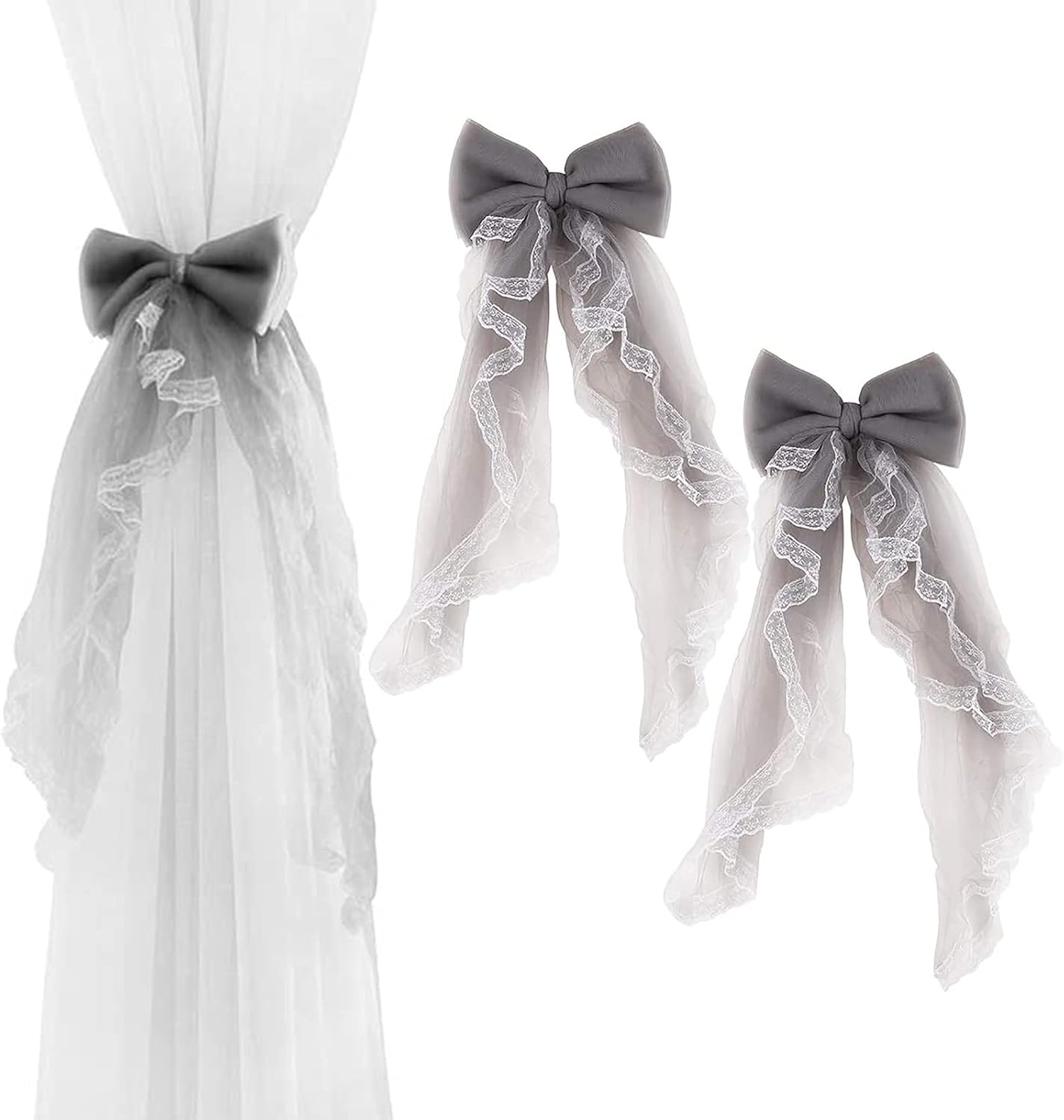 2 Pcs Gauze Curtain Tiebacks with Tassels