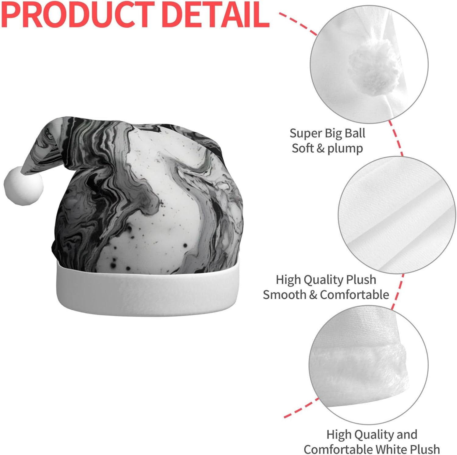 Qin Zheng Marble Texture Print Santa Hat for Women