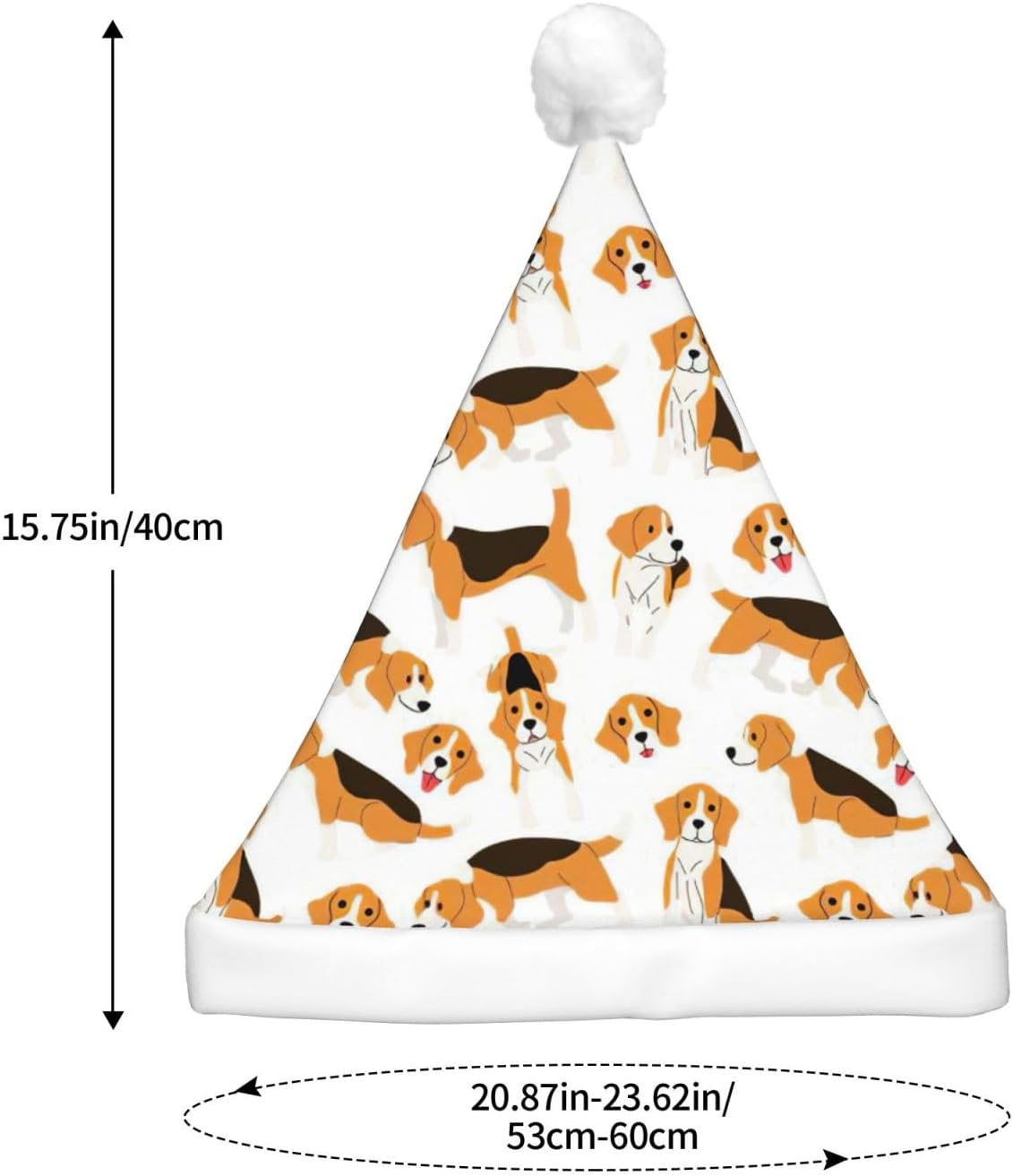 Beagle Dog Print LED Light Up Santa Hat for Adults