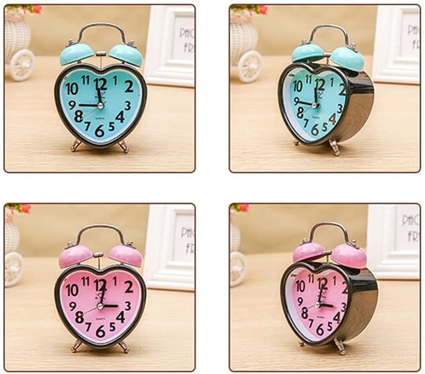 Heart Shape Double Bell Alarm Clock with Nightlight