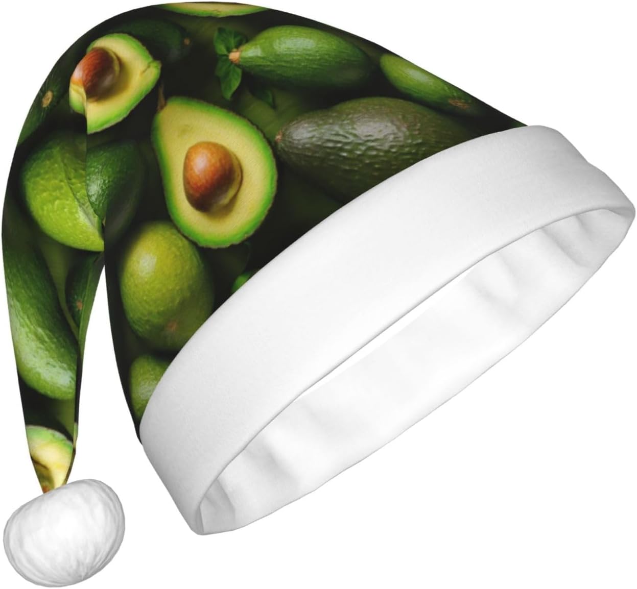 Avocado Pattern Christmas Santa Hat Plush For Adults