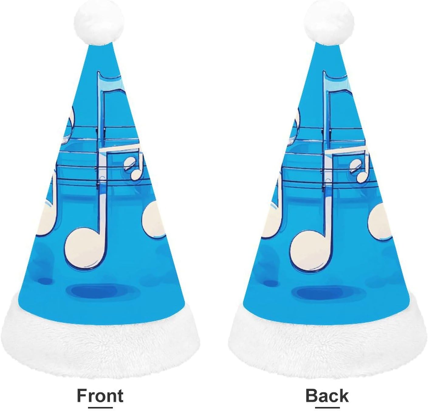 NWGHM Santa Hat Blue Musical Notes Christmas Party Headwear