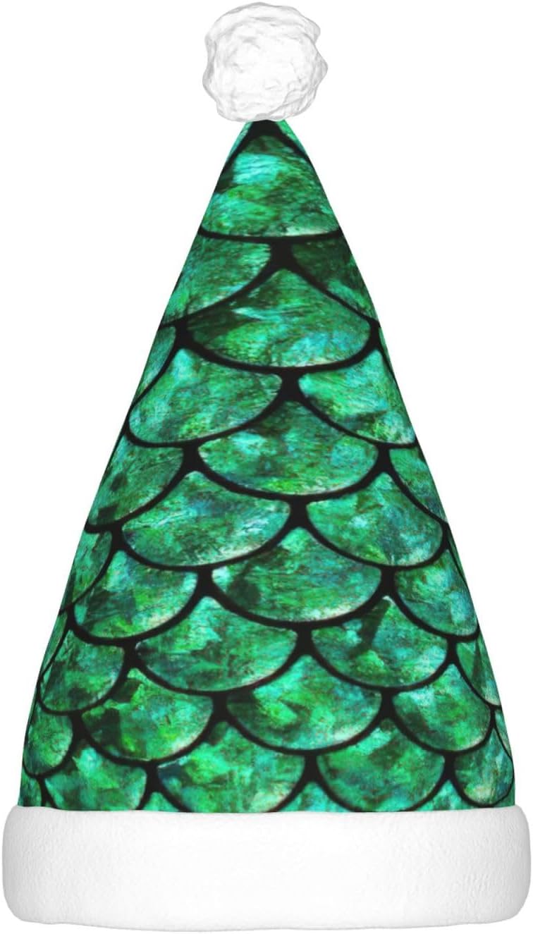 Green Fish Scales Christmas Hat For Adults Unisex LED Beanie