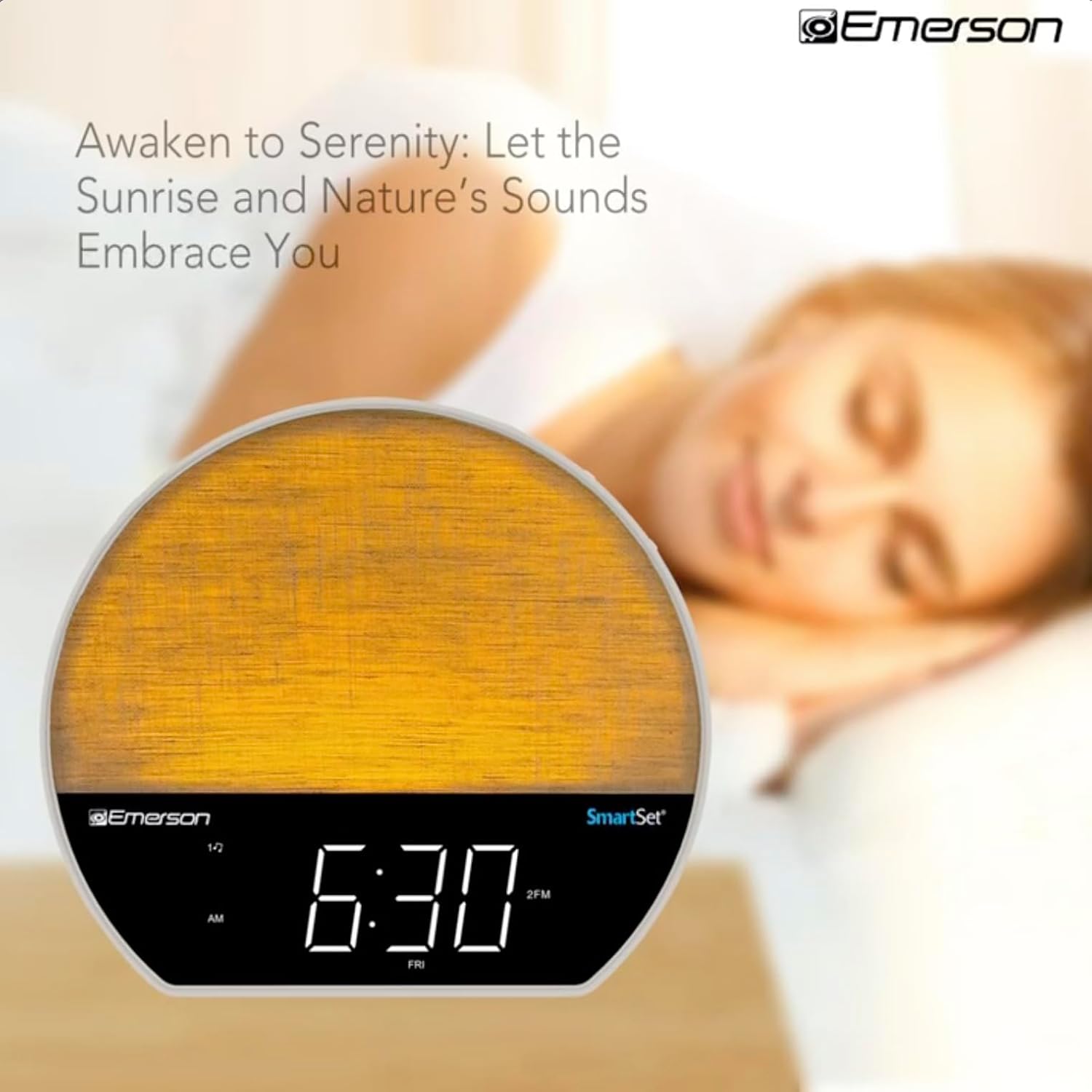 Emerson Sunrise Smartset Alarm Clock Radio with LED Display and Bluetooth