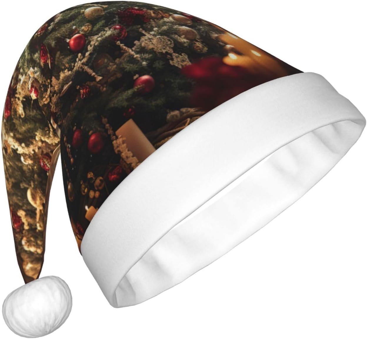 QINZHENG Personalized Santa Hat with Christmas Tree Print
