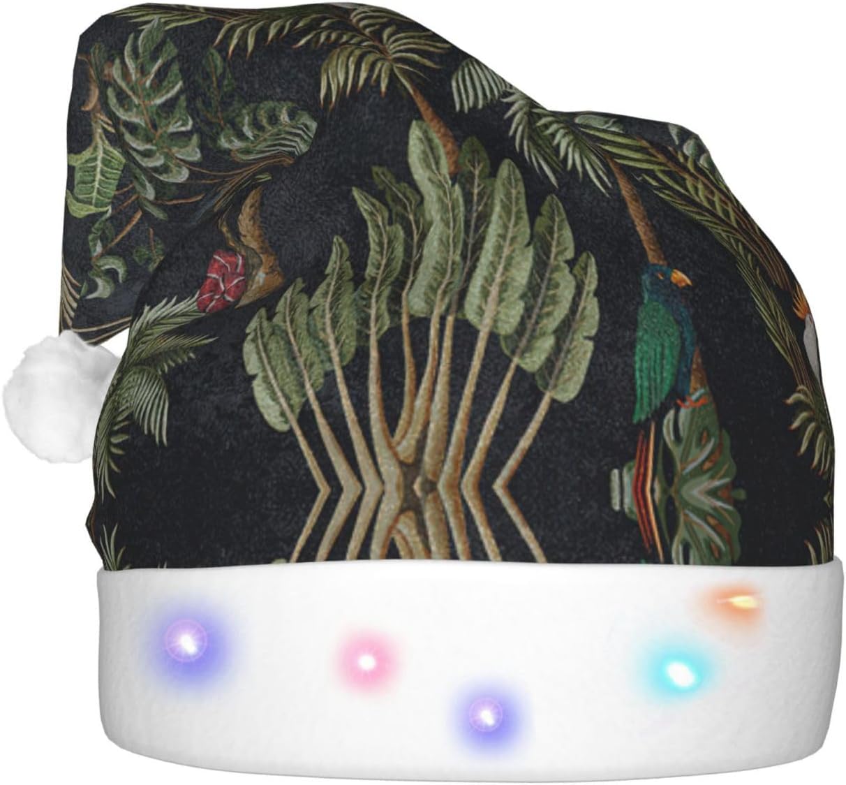 Watercolour Cactus Print LED Christmas Santa Hat For Adults
