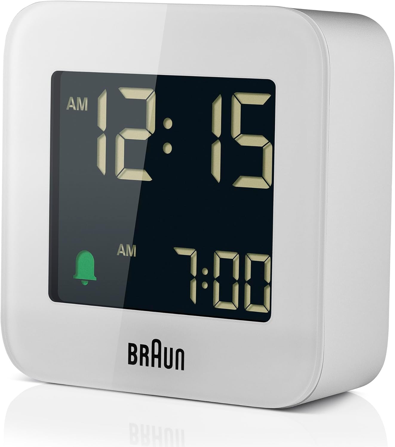 Braun Digital Travel Alarm Clock with Snooze and Negative LCD Display