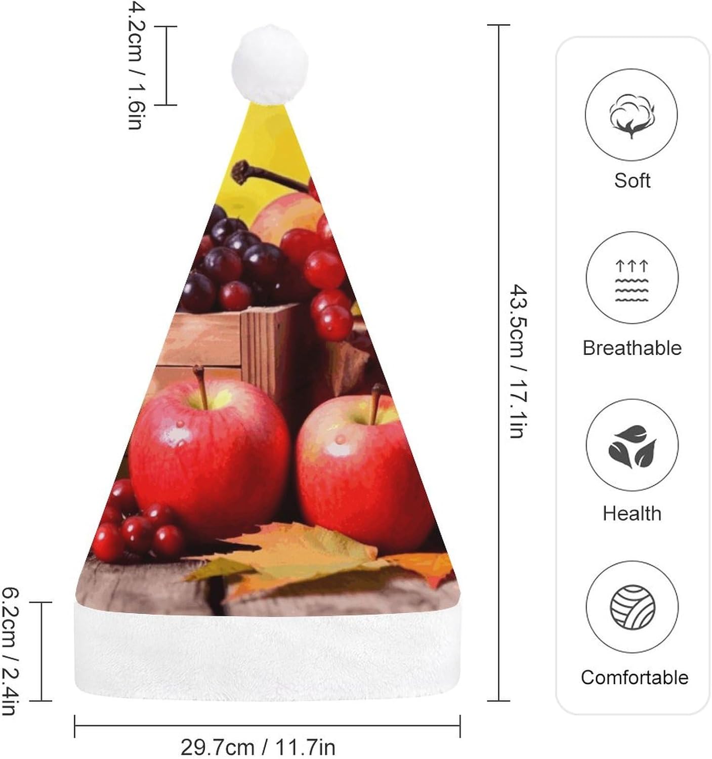 Santa Hat Christmas Party Headwear with Fall Leaves and Fruits