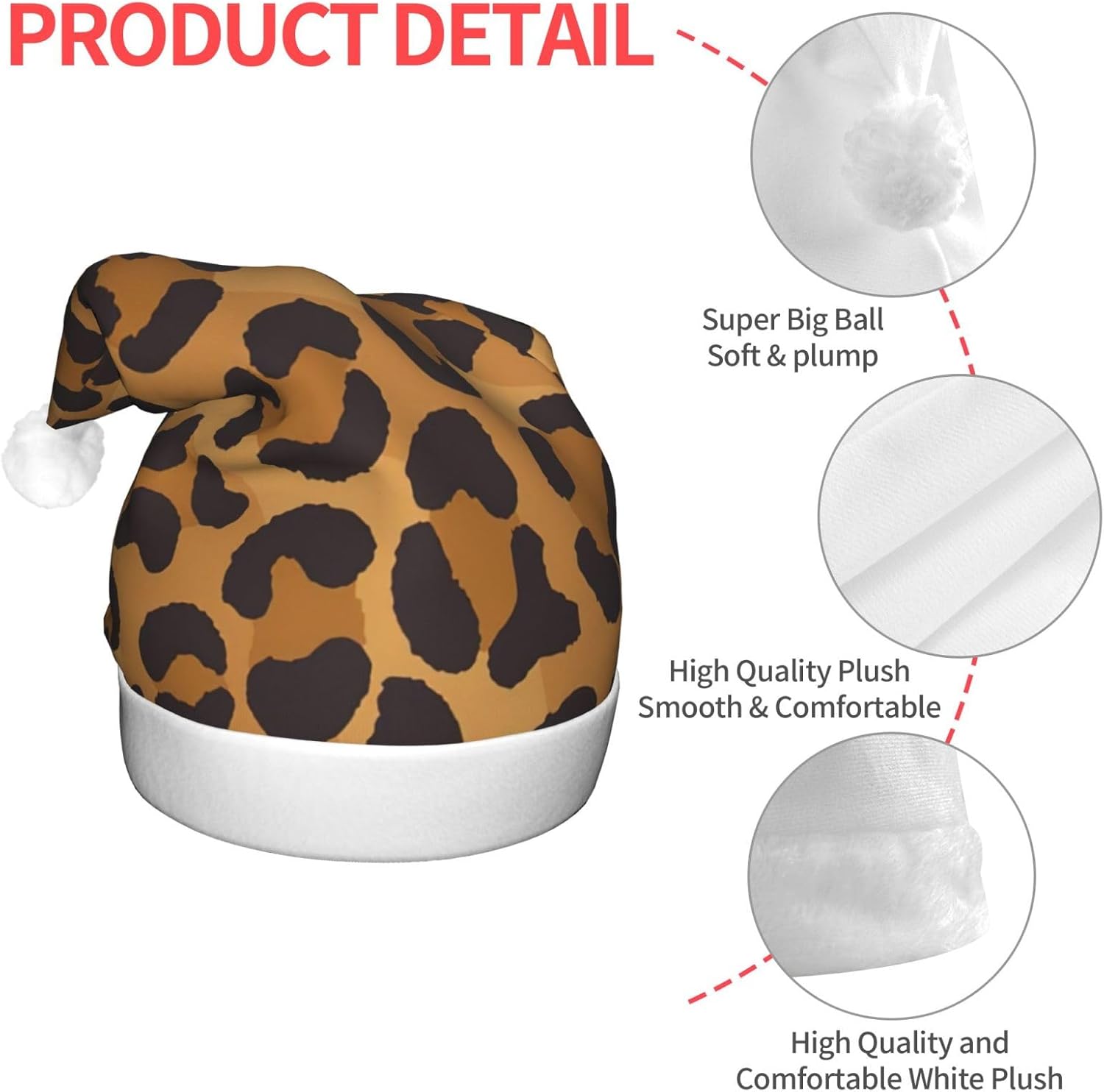 QINZHENG Yellow Leopard Print LED Santa Hat