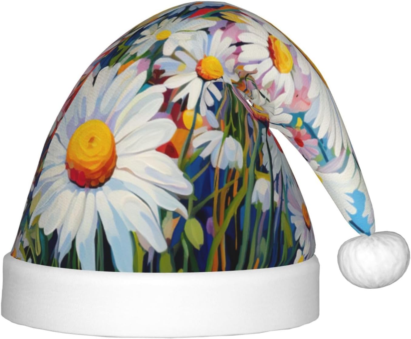 Summer Floral Daisies Christmas Santa Hat Small Plush
