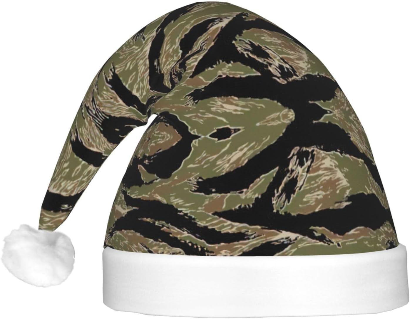 Tiger Stripe Camo Light Up Santa Hat for Adults 1