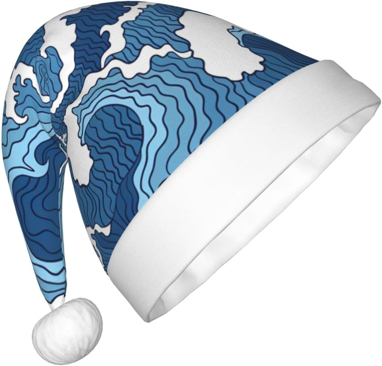 Stormy Sea Print Christmas Santa Hat Small Size