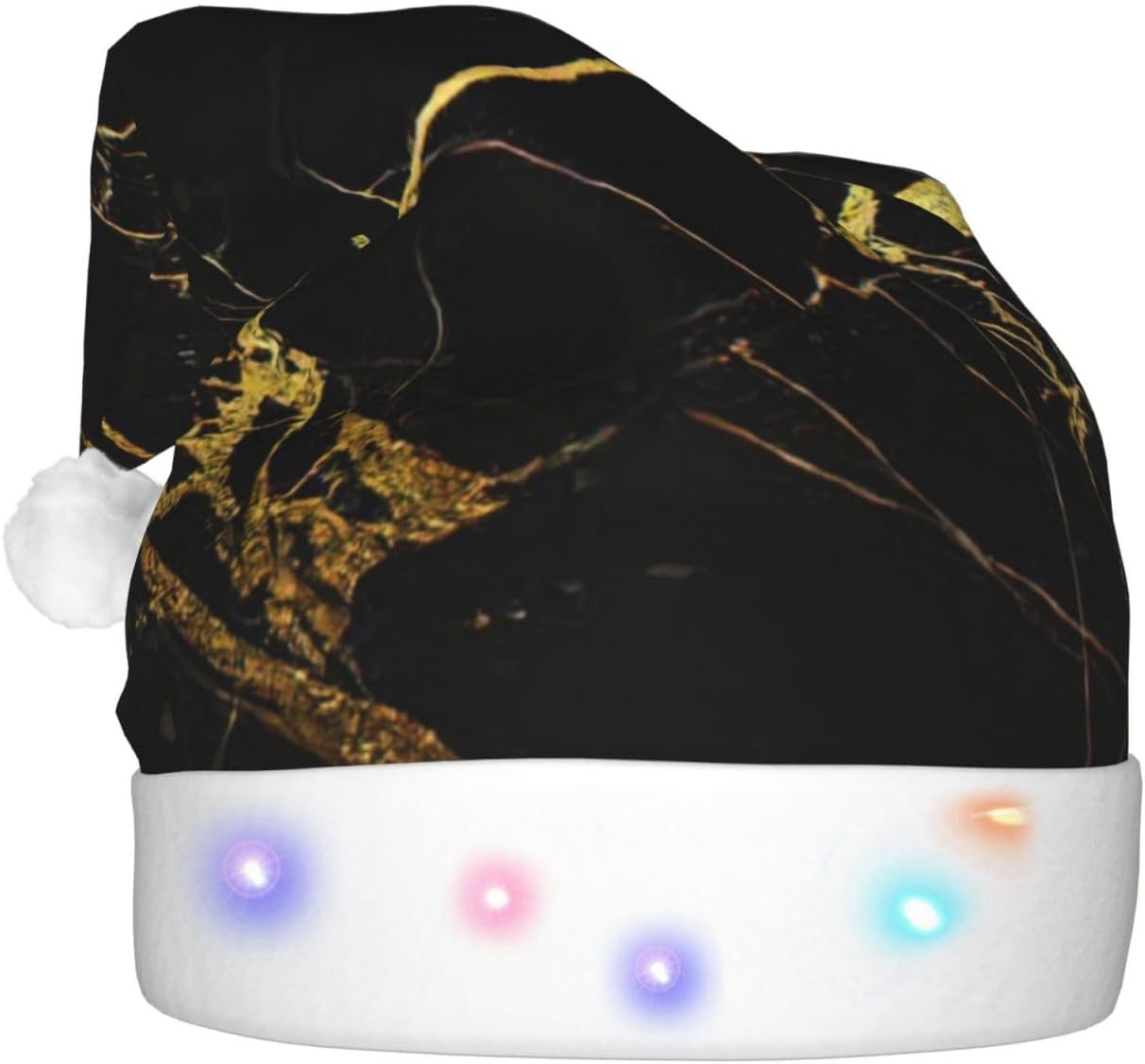 QINZHENG LED Black and Gold Santa Hat for Christmas Party