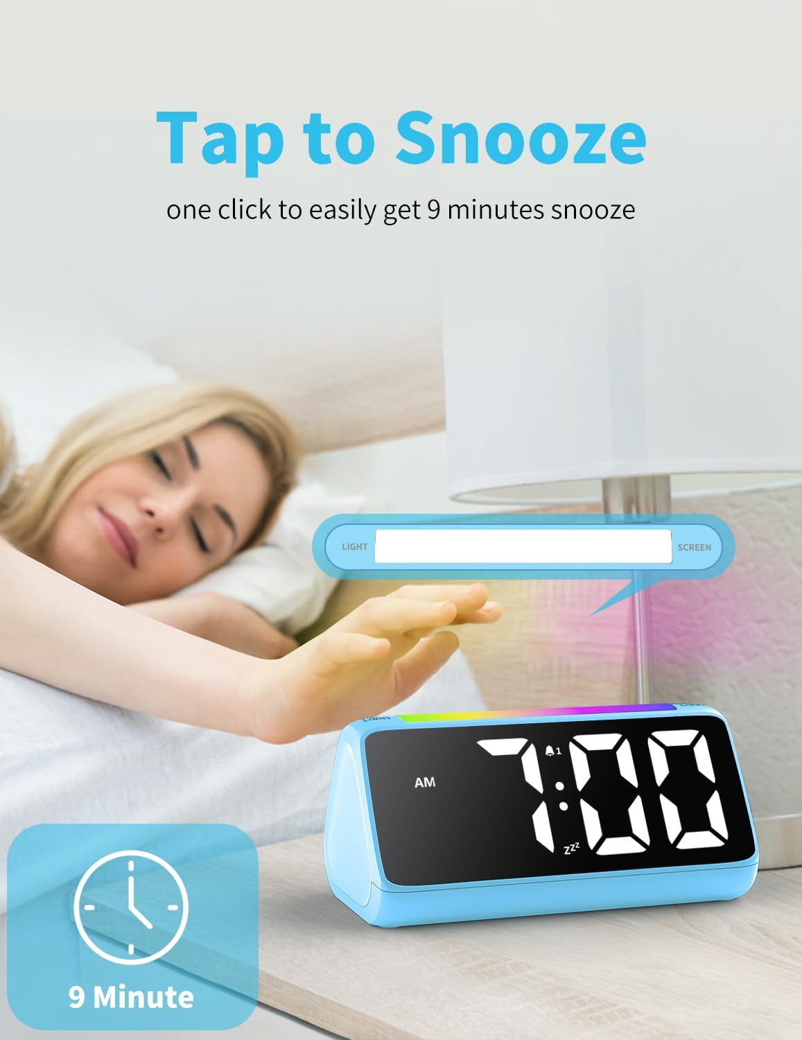 Netzu Digital Alarm Clock with RGB Night Light and Dual Alarm