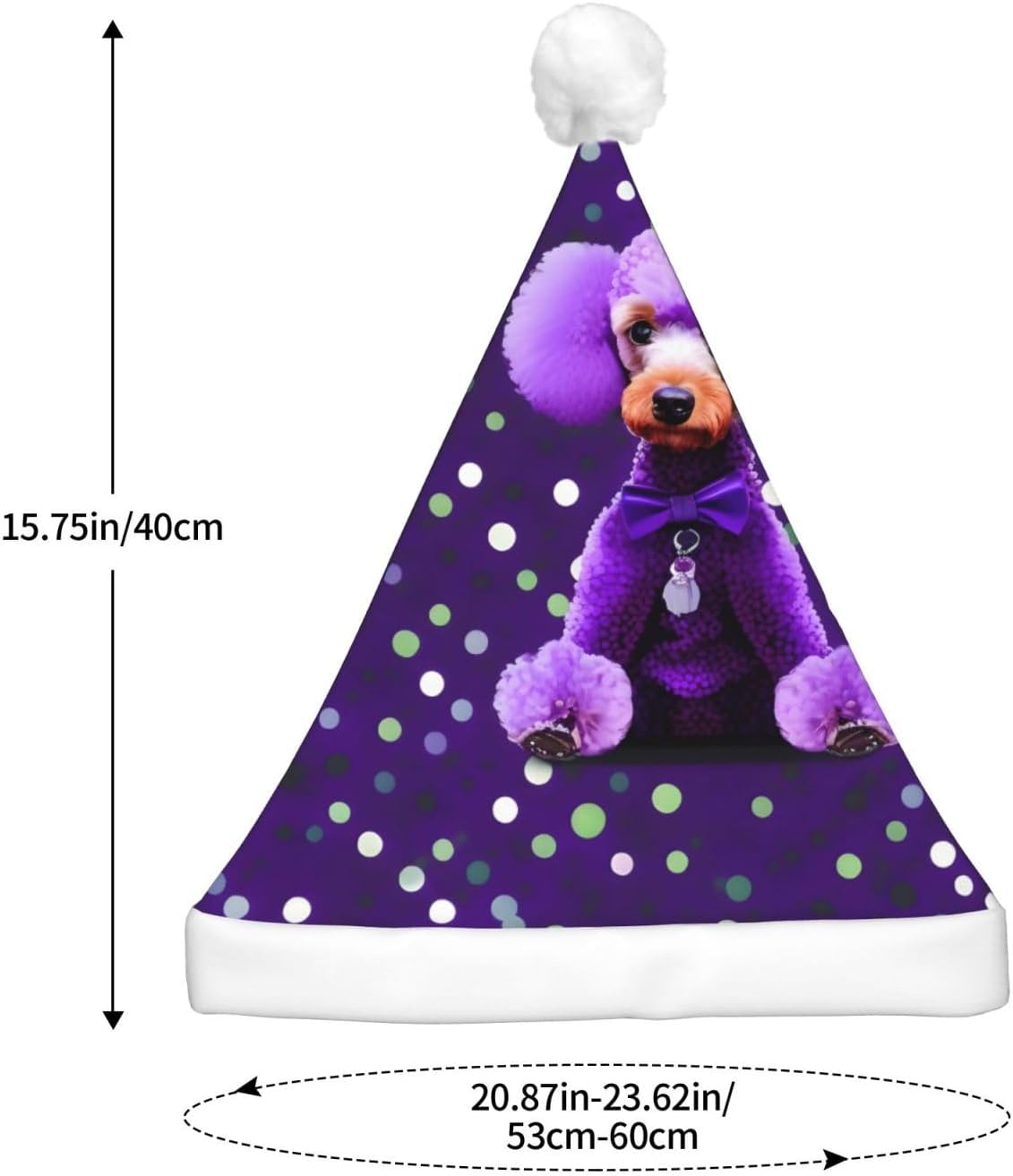 Purple Poodle Polka Dots LED Christmas Hat Unisex Adult Beanie