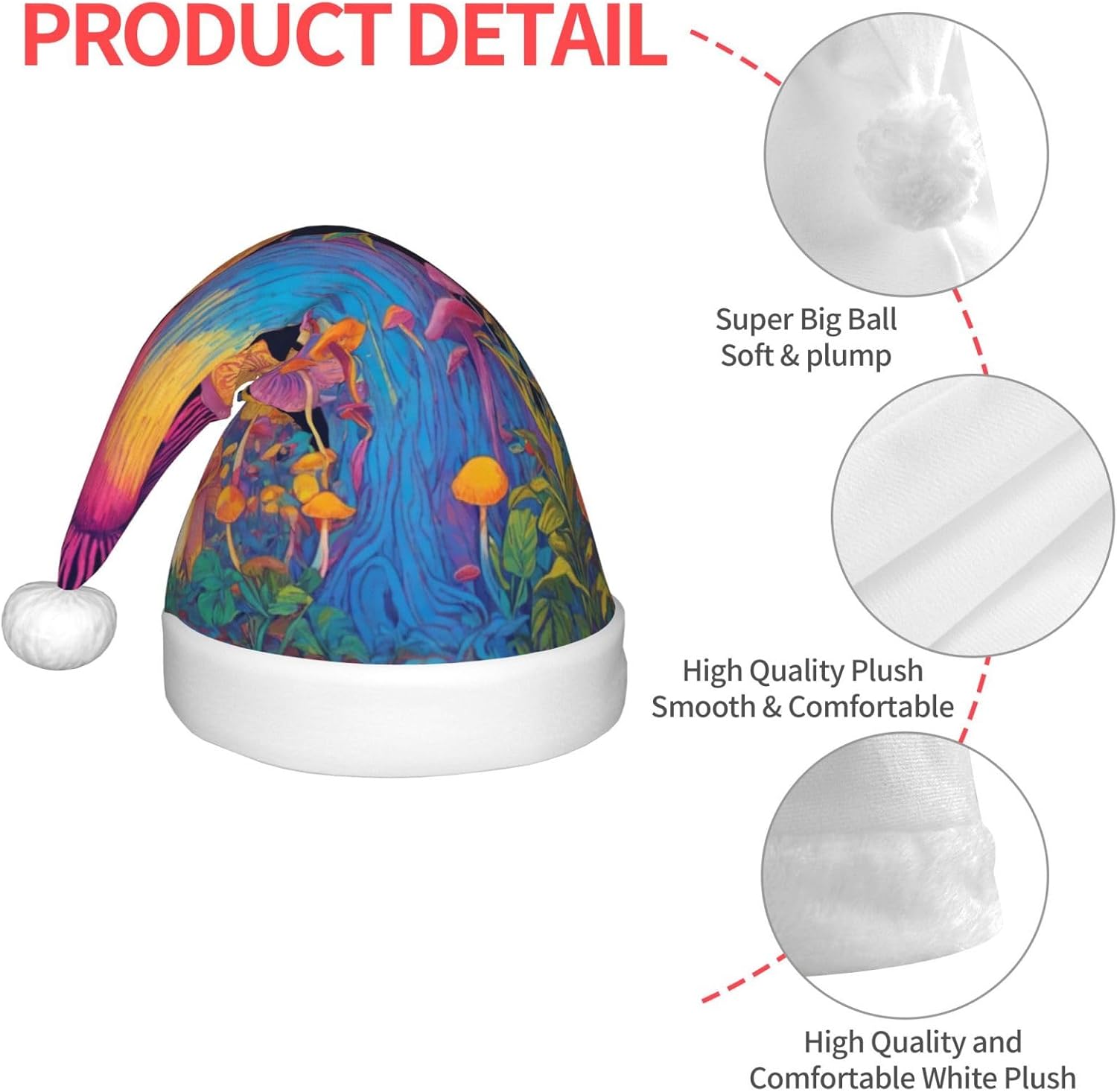 Mushroom Print Christmas Santa Hat Small Size