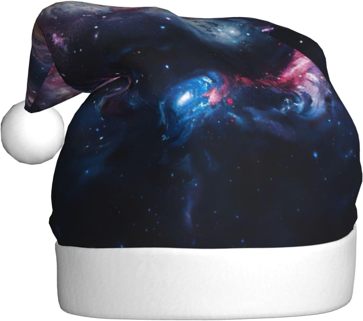 Galaxy Print Christmas Santa Hat Plush for Adults 1