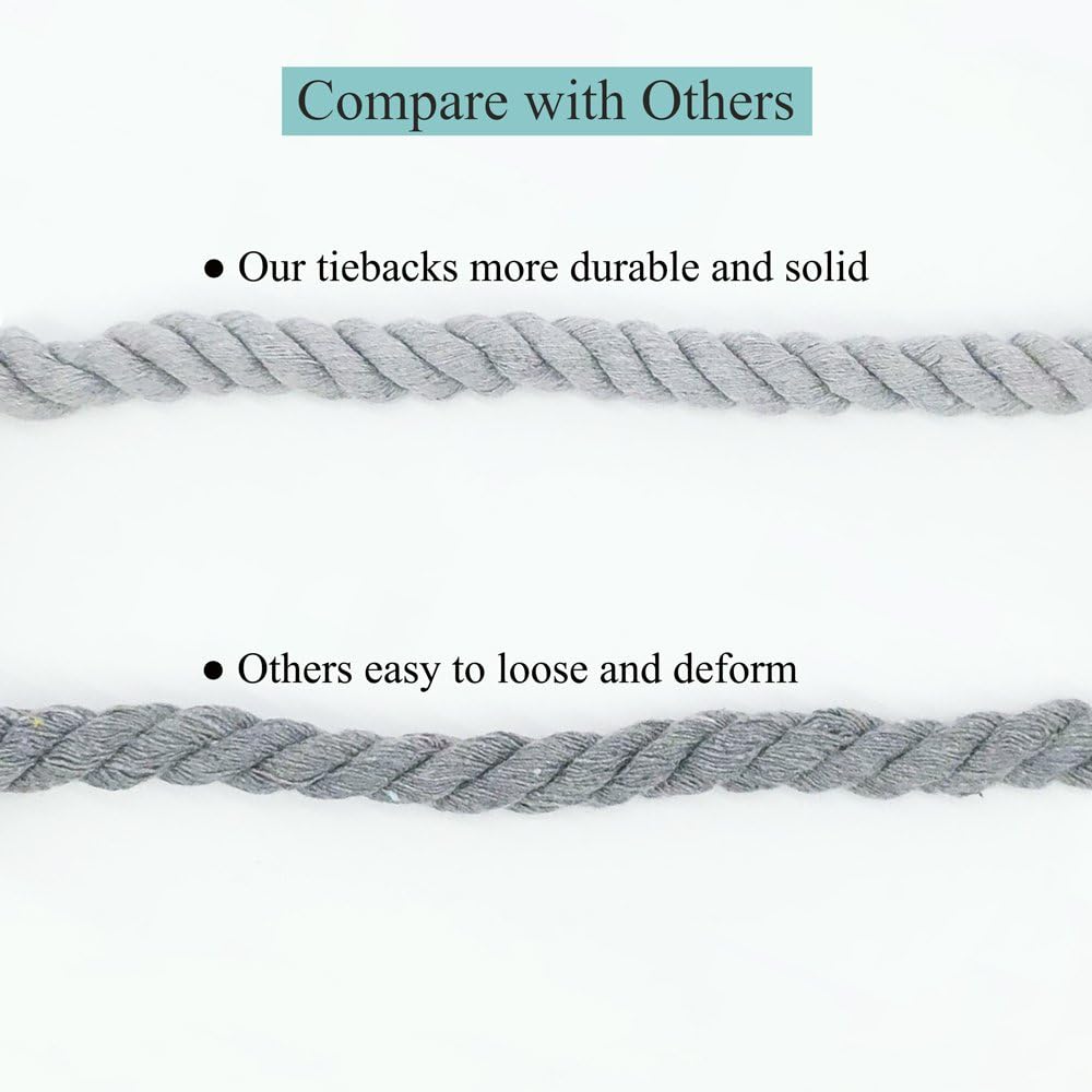 4 Pack Rustic Curtain Tiebacks in Grey