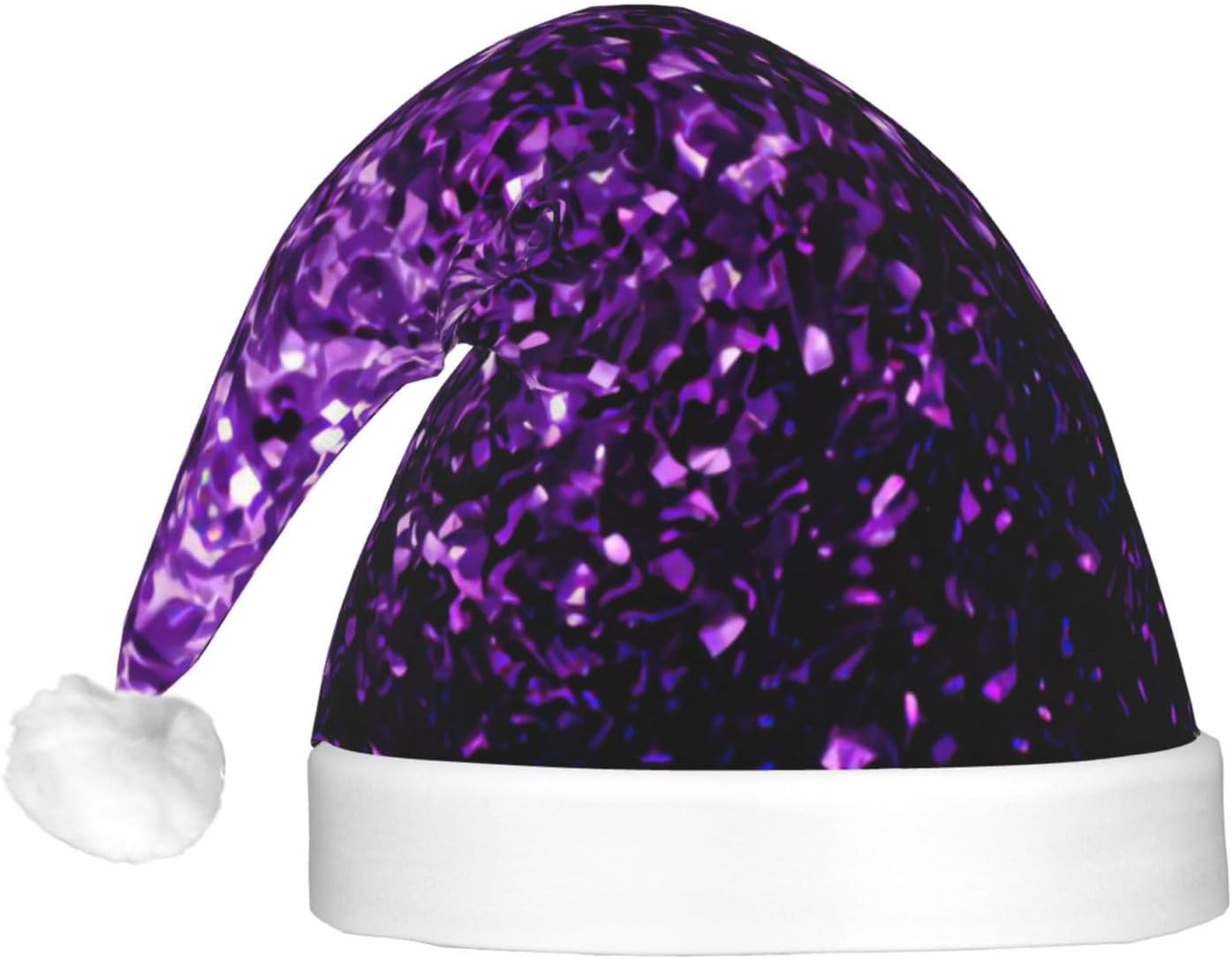 Beautiful Purple Glitter Print Christmas Hat with LED