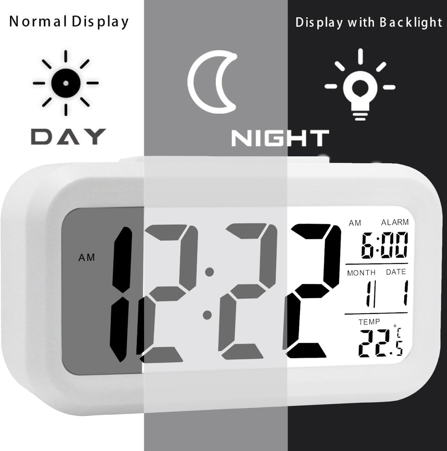 Hiseeyo Digital Alarm Clock with 43 Inch LED Display