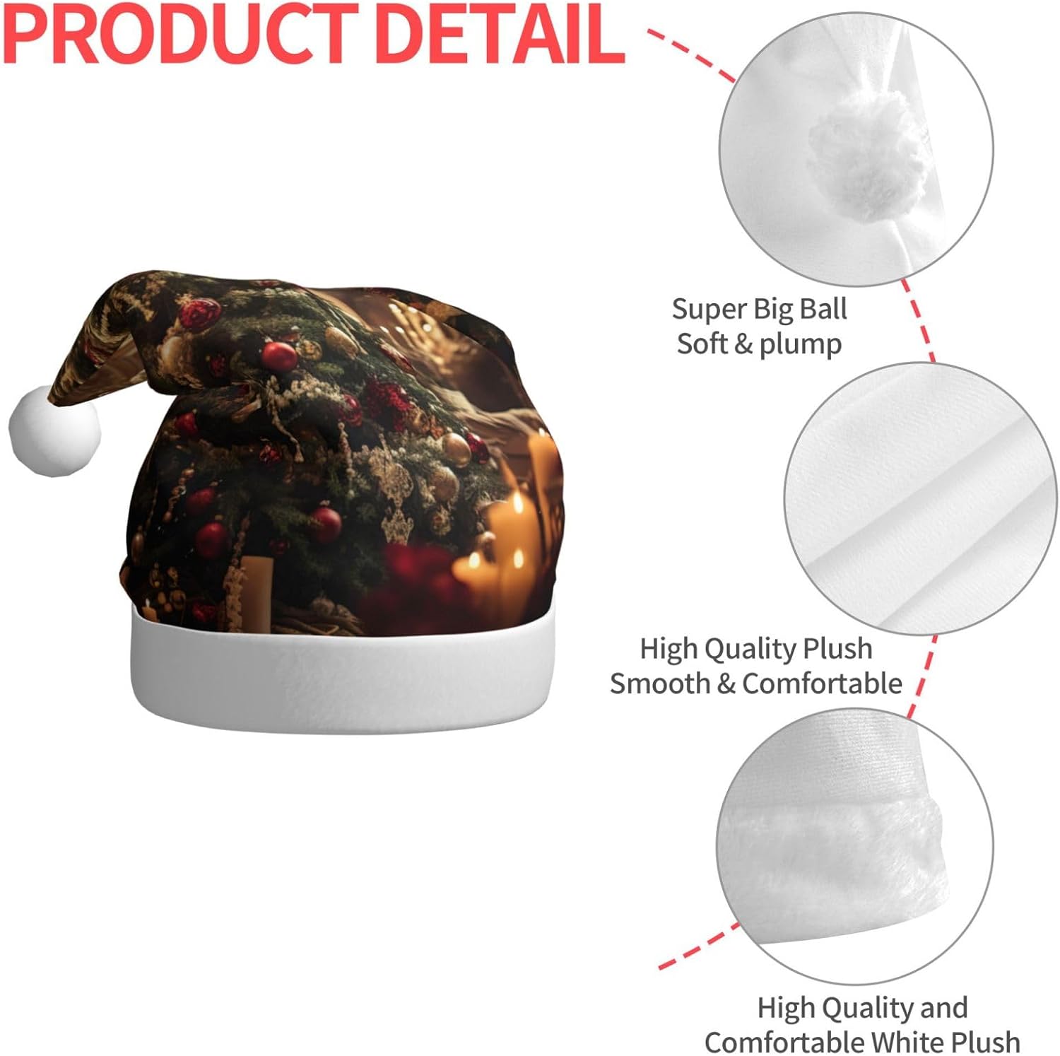 QINZHENG Personalized Santa Hat with Christmas Tree Print