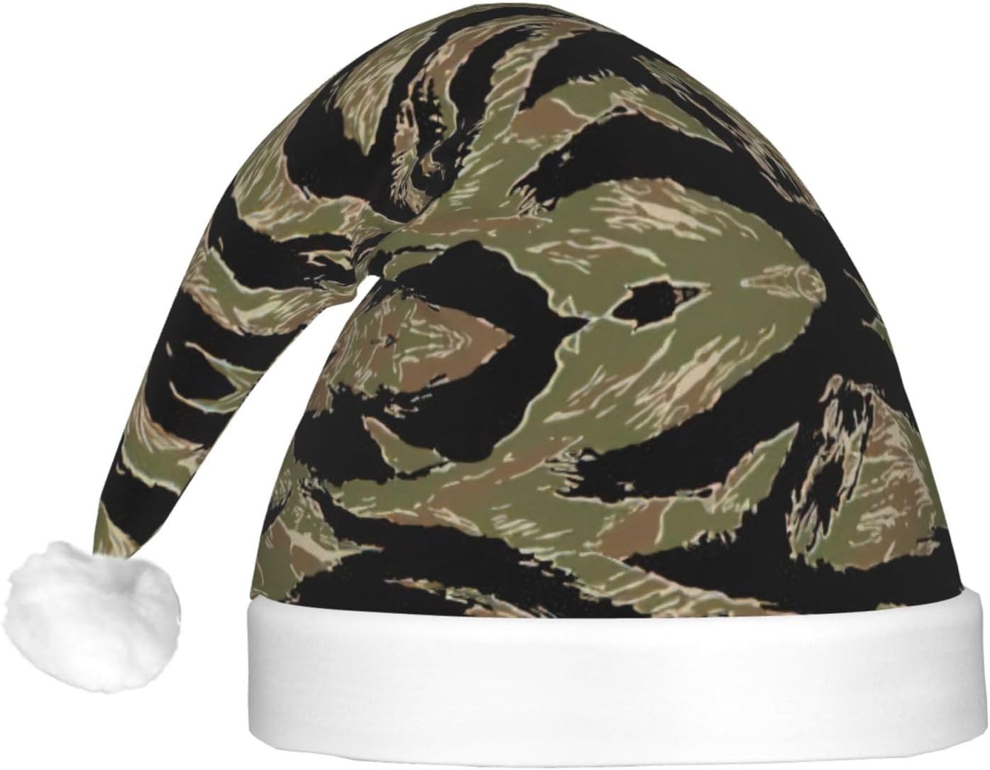 Tiger Stripe Camo Light Up Santa Hat for Adults