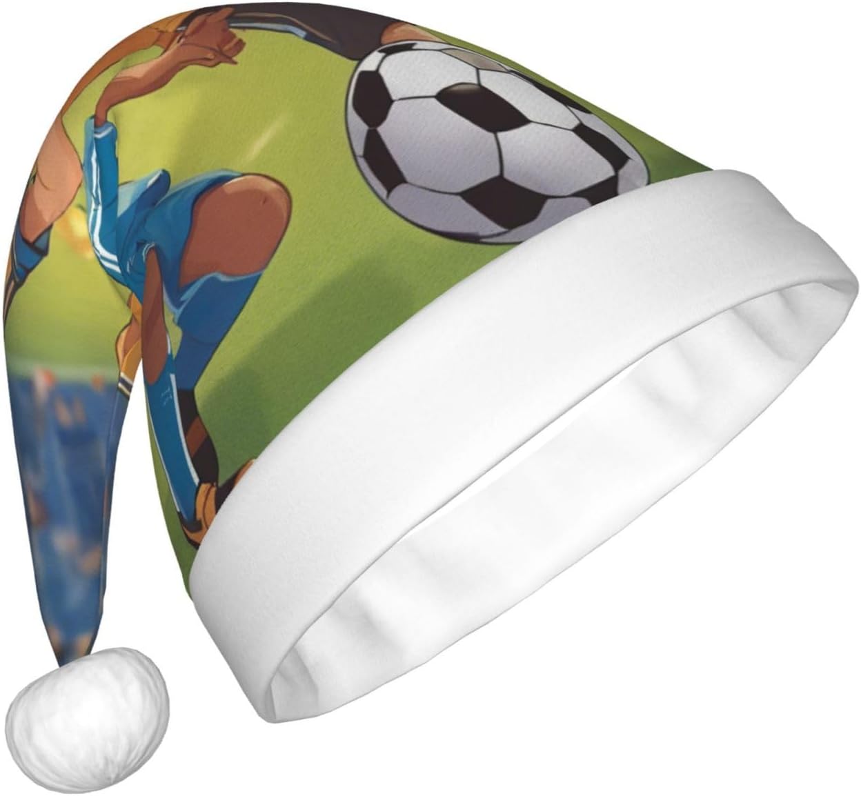 Personalized Santa Hat for Boys 03 Soccer Print Christmas Headwear