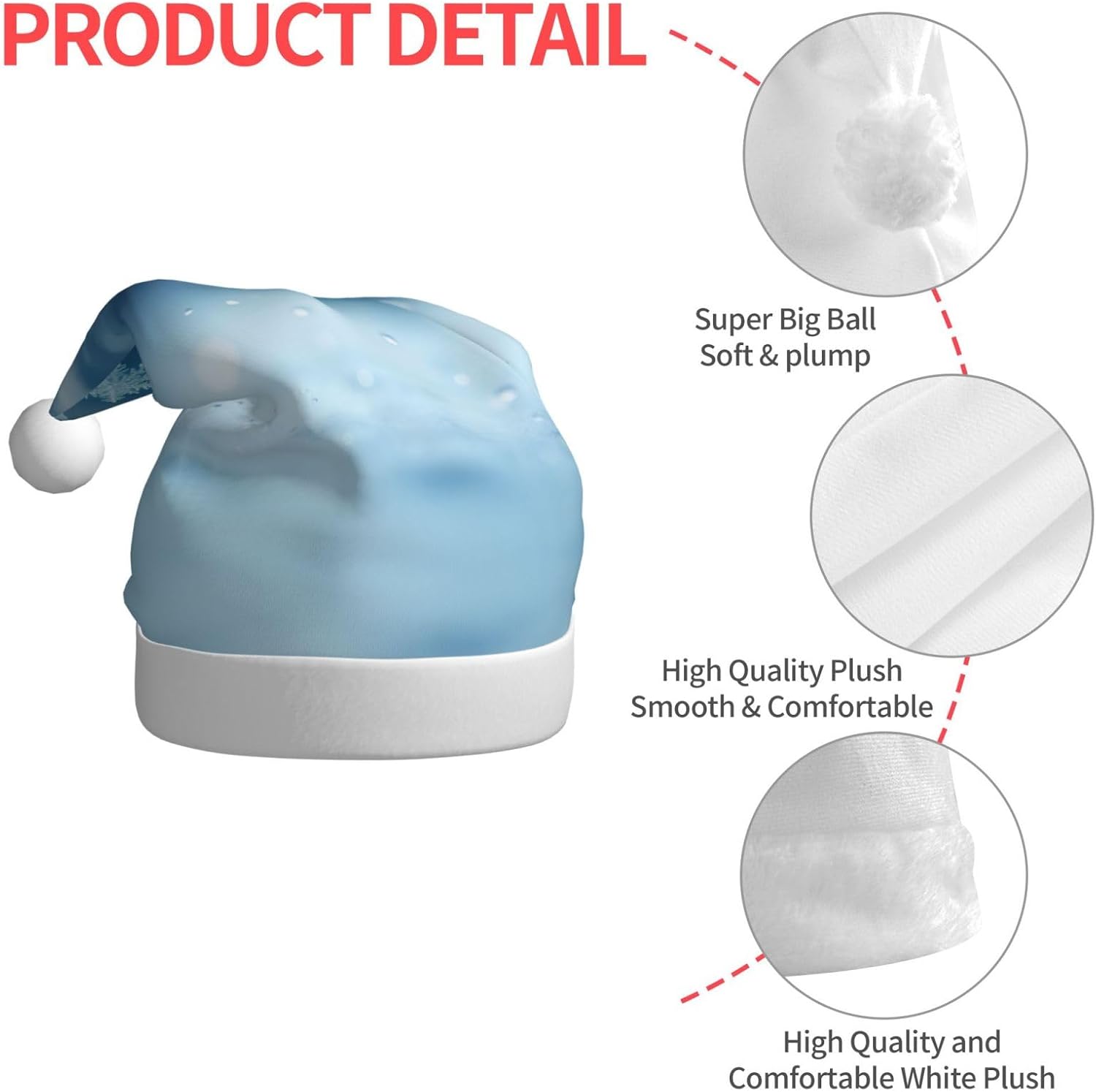 Blue Christmas Snowflake Print Santa Hat Plush