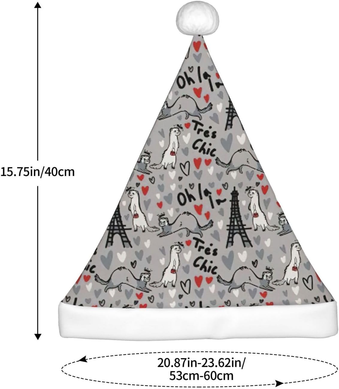 French Fashion Santa Hat Plush Comfortable Christmas Headwear For Adults