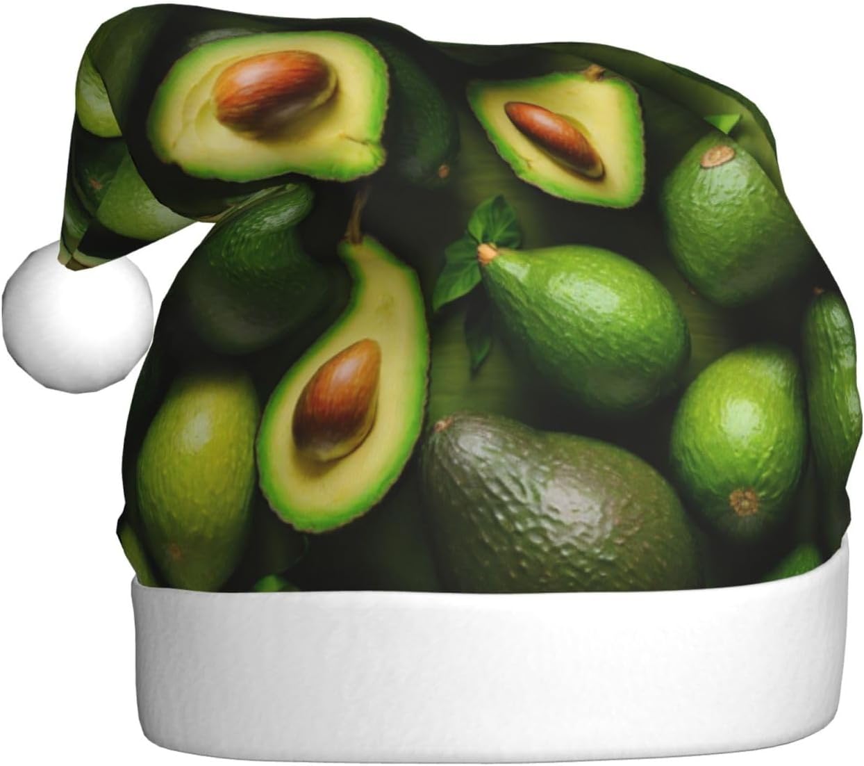 Avocado Pattern Christmas Santa Hat Plush For Adults