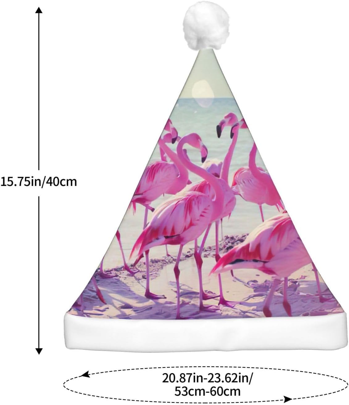 Flock of Pink Flamingos Christmas Santa Hat Plush Light Up Funny Adult Hat