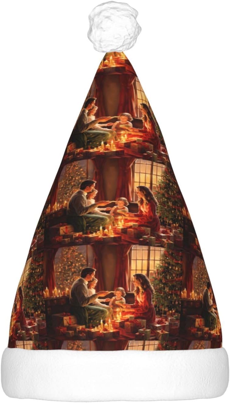 Merry Christmas Santa Hat Plush Light Up for Adults