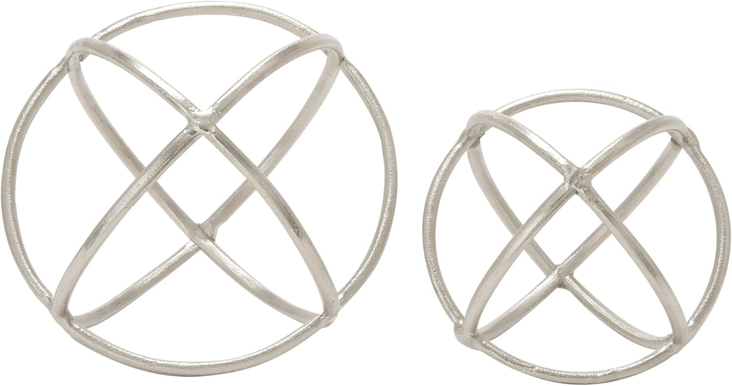 Deco 79 Modern Geometric Wall Sculptures Set of 2 Silver