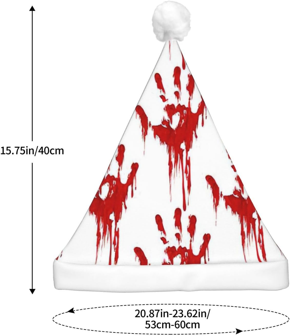 QinZheng LED Bloody Handprints Christmas Santa Hat for Adults