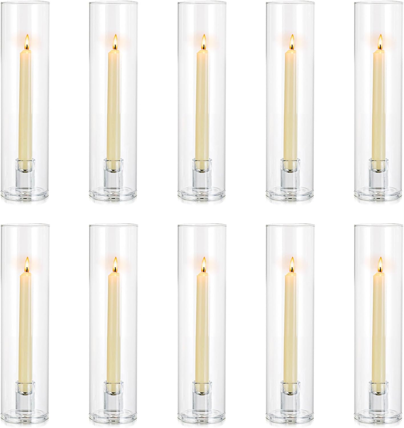 NUPTIO Windproof Hurricane Candle Holder Set 10 Pcs