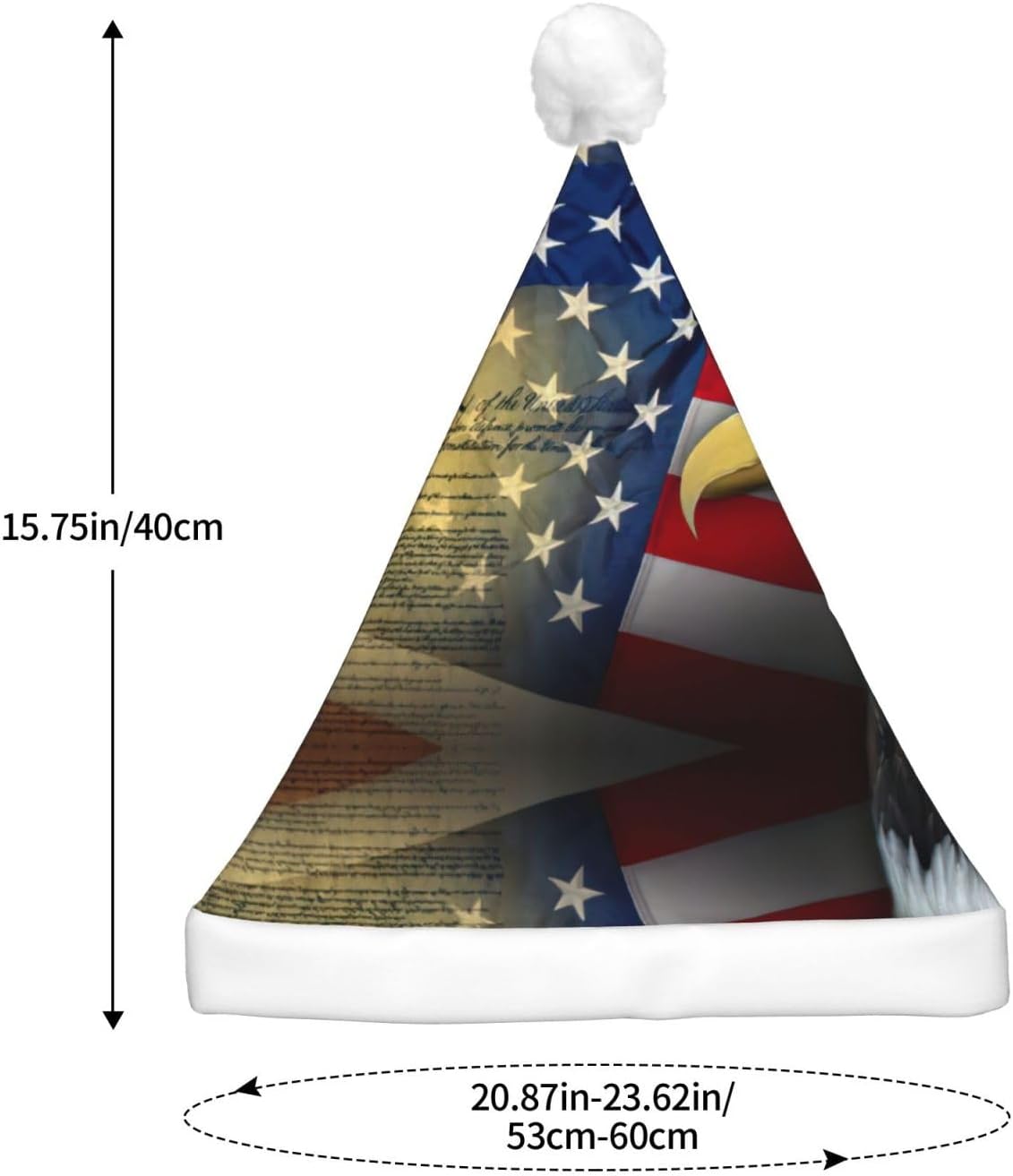 American Eagle Print Santa Hat Plush Light Up for Adult Christmas Party