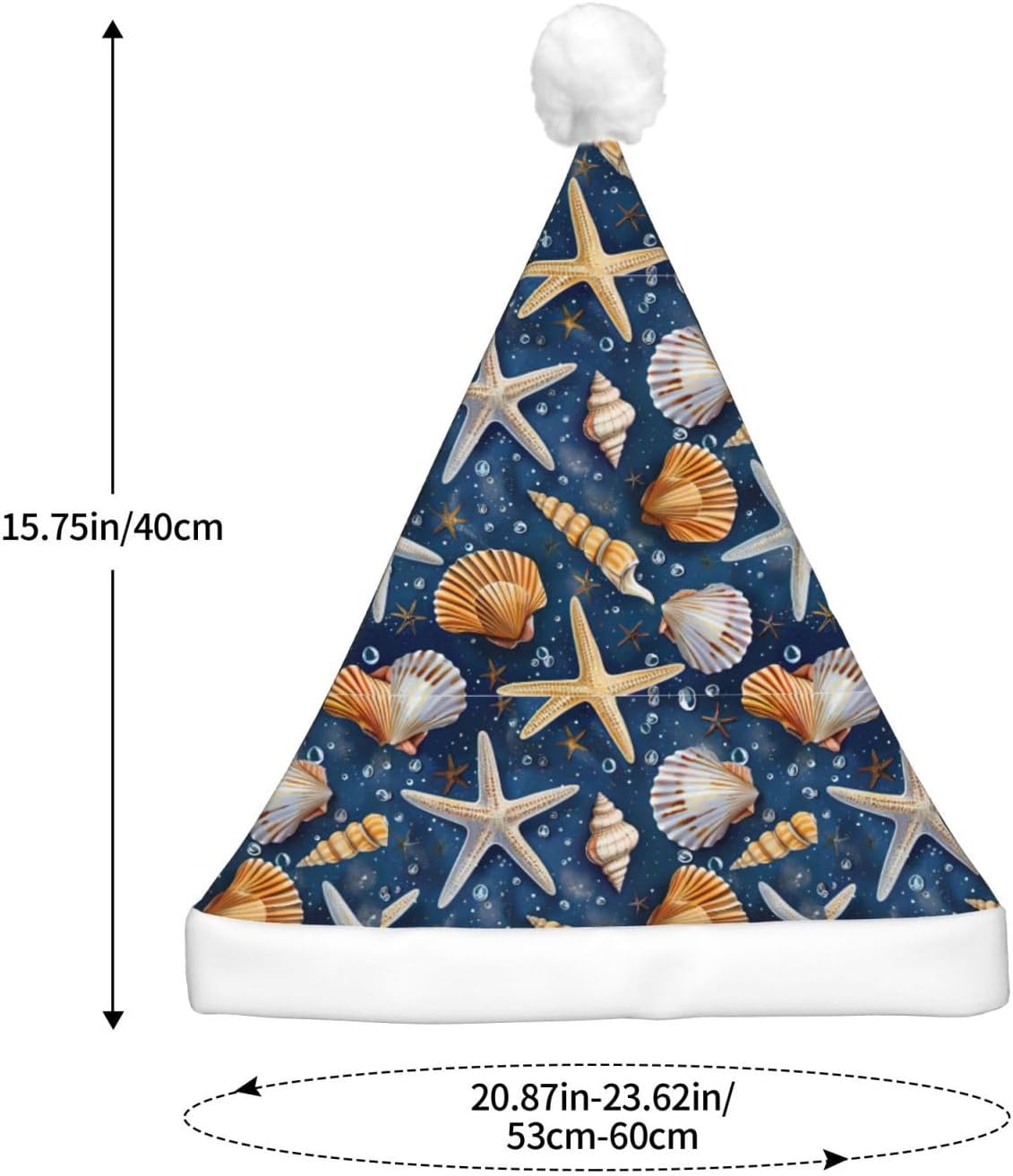 Starfish Seashell Pattern Light Up Santa Hat for Adults
