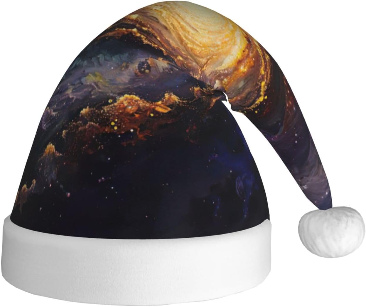 Galaxy Print Christmas Santa Hat Plush for Adults