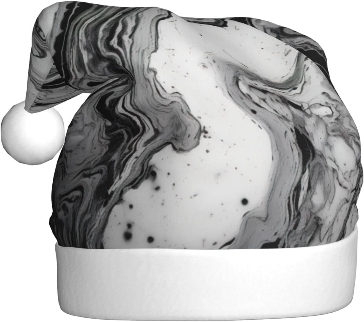 Qin Zheng Marble Texture Print Santa Hat for Women