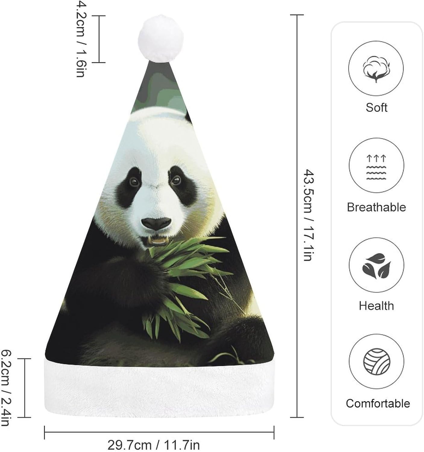 Santa Hat Panda Christmas Hat for Adults