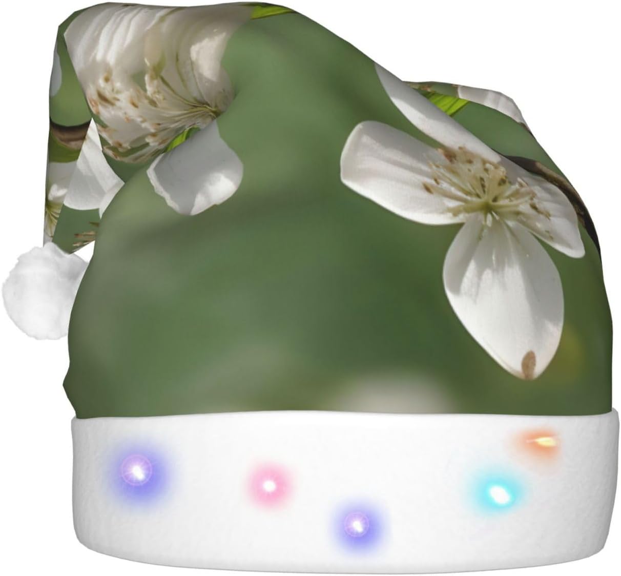 Spring Dogwood Blossoms Print LED Christmas Hat Unisex Adult